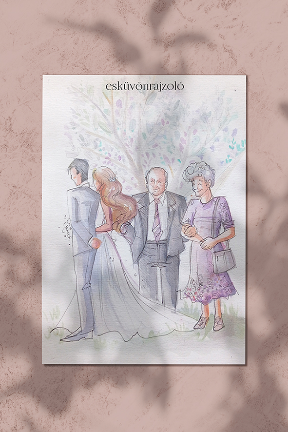 eloben keszult akvarell rajzok az eskuvon oltarhoz vezetes elso csok gratulacio - Meseportré esküvőre | Esküvői program | #ESKÜVŐNRAJZOLÓ