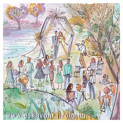 Gratuláció | Akvarellel készített esküvői illusztrációk | #esküvőtrajzoló